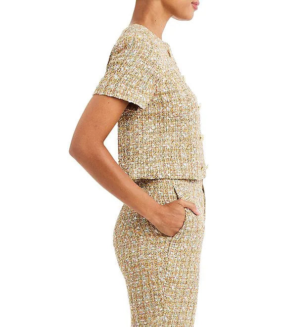 Tessa Cropped Tweed Top