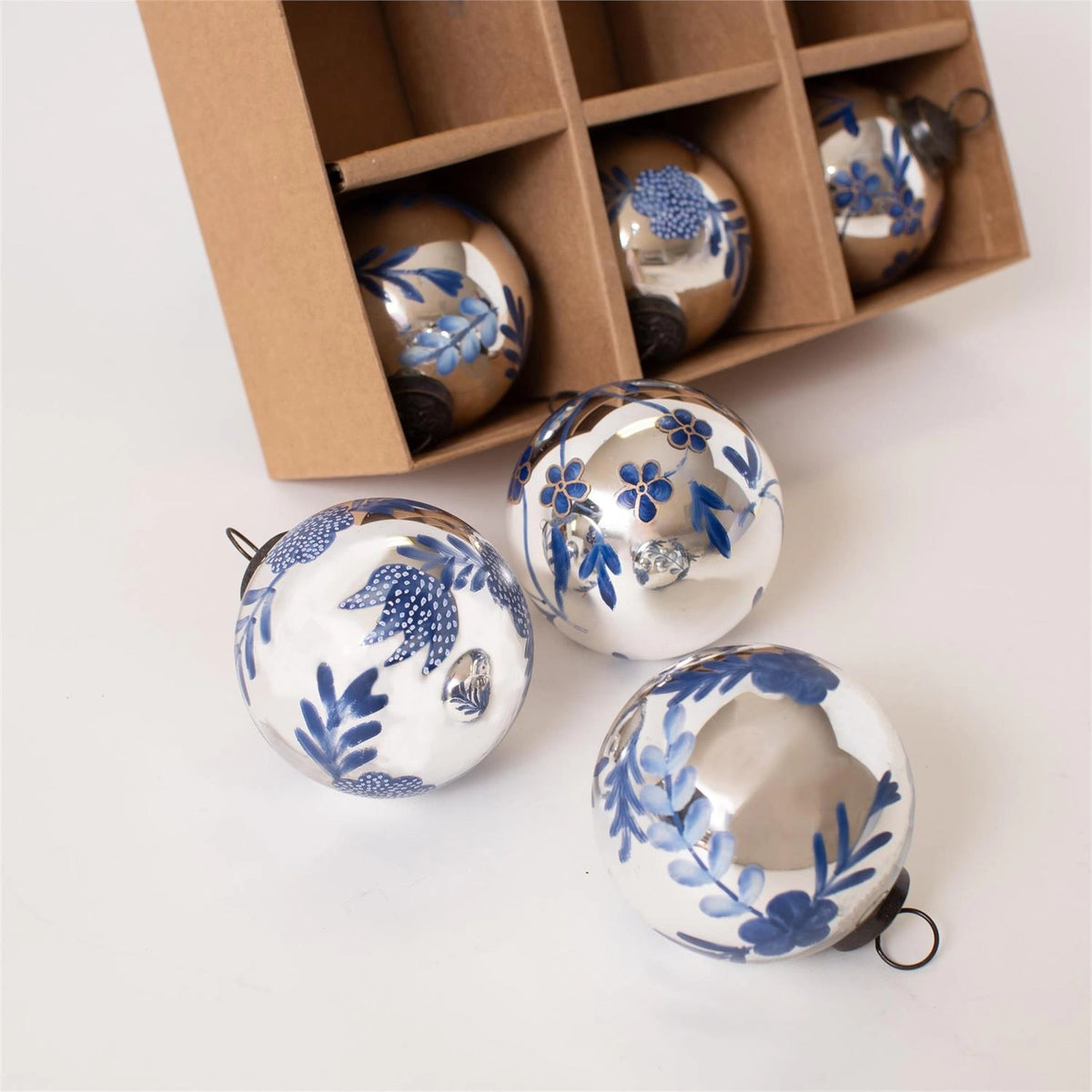 Hand-Painted Midnight Bloom Glass Ornament