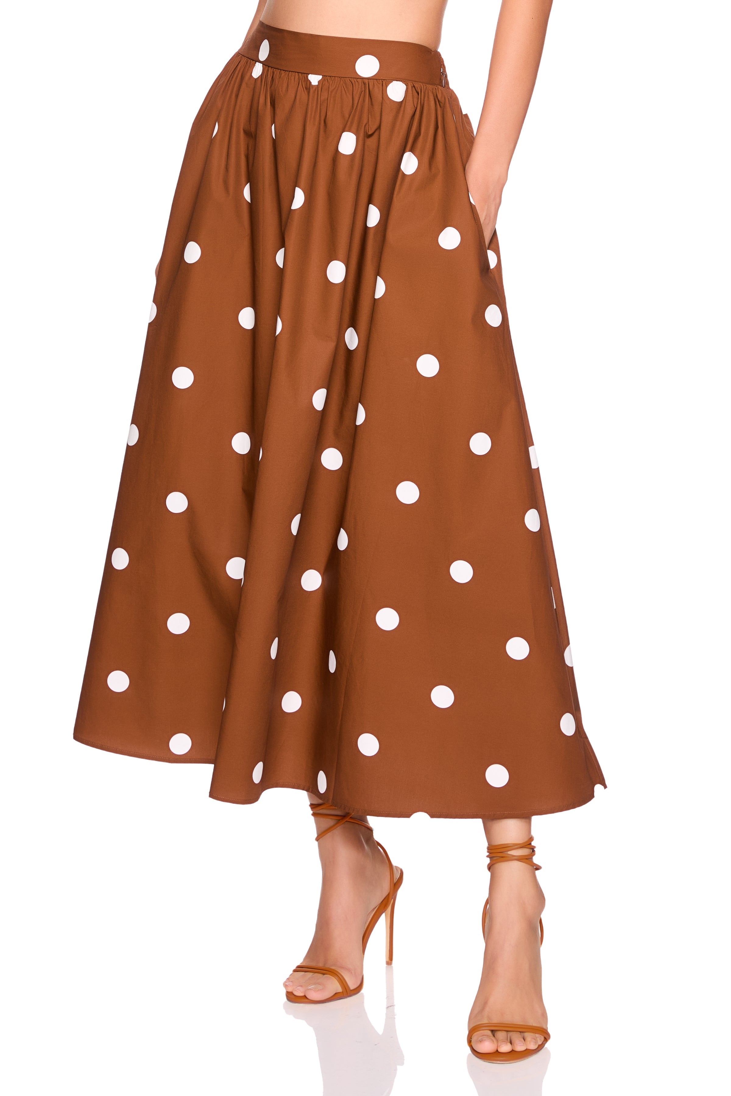 Polka Dot Poplin Midi Skirt