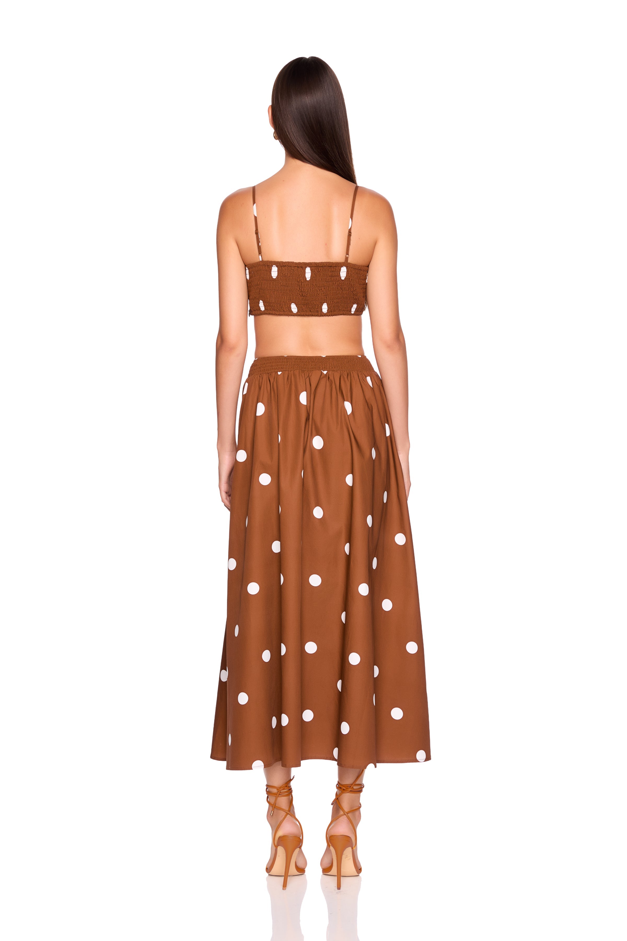 Polka Dot Poplin Midi Skirt