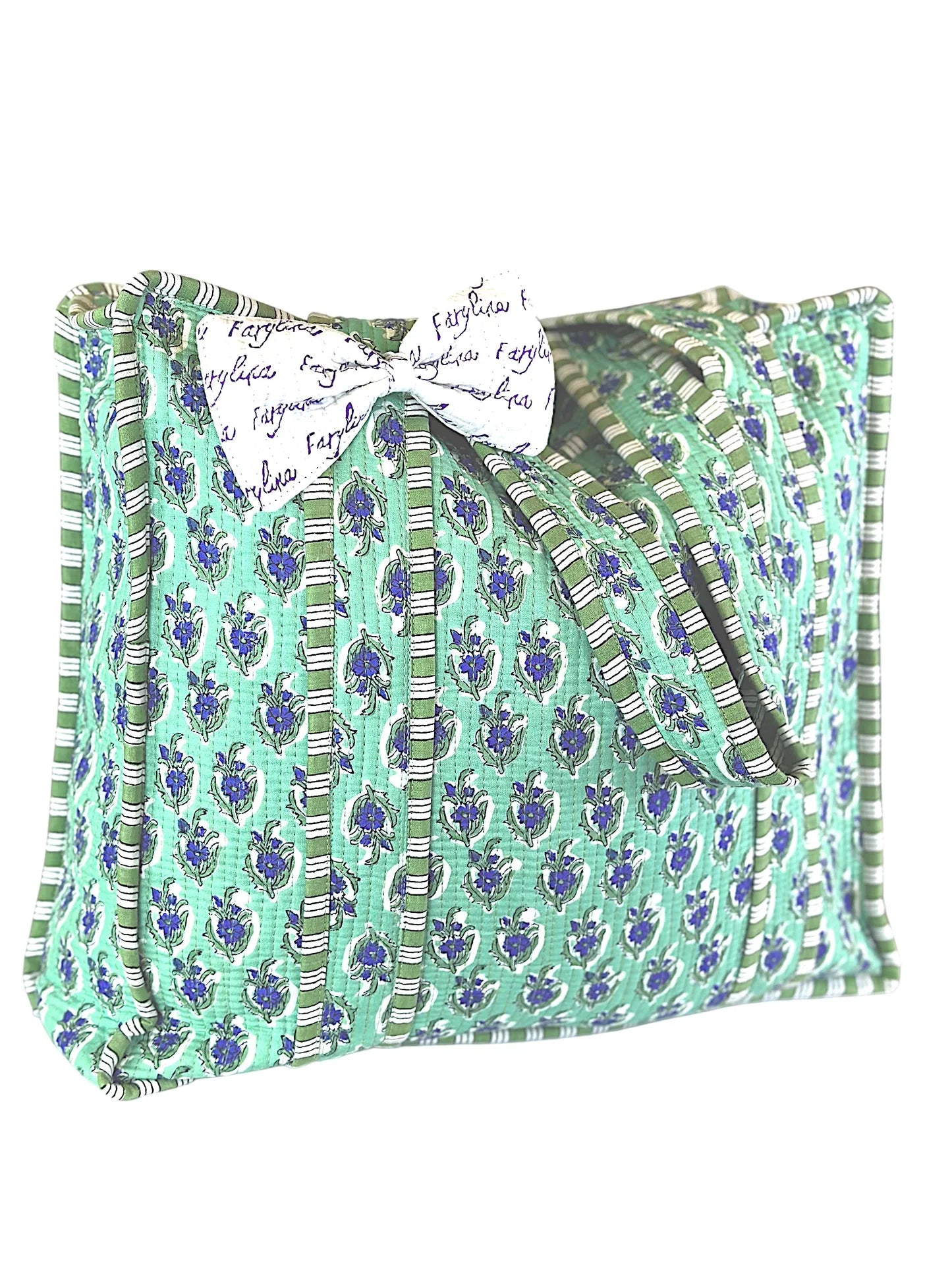 Jane Quilted Tote-Teal