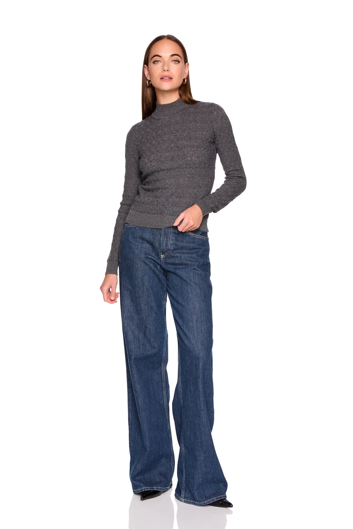 Pointelle Turtle Neck