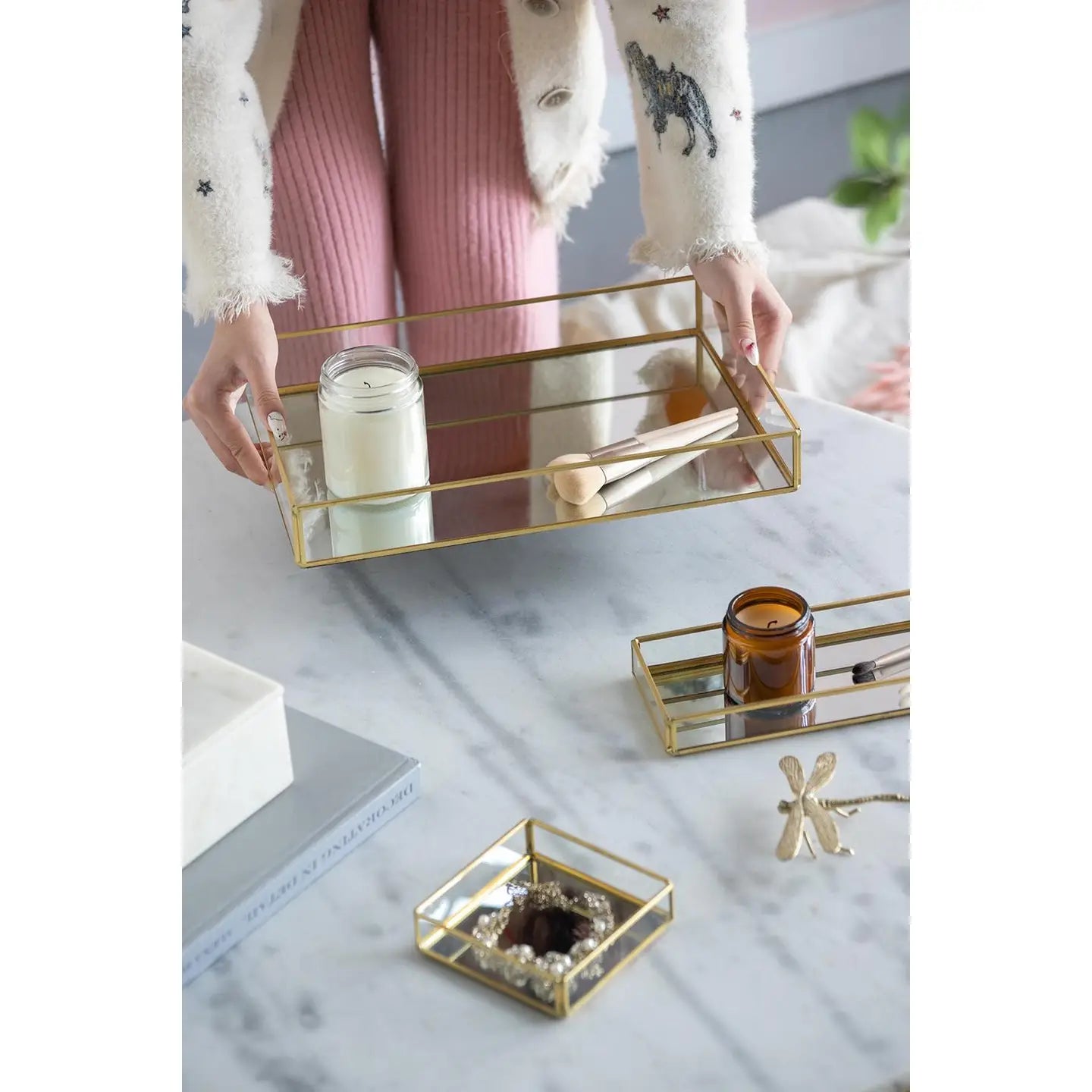 Gold Rimmed Glass Tray