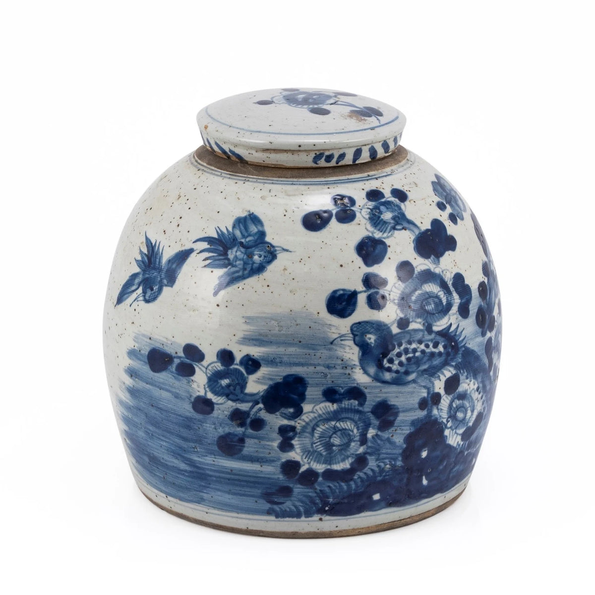 Vintage Ming Jar Flower Bird Motif