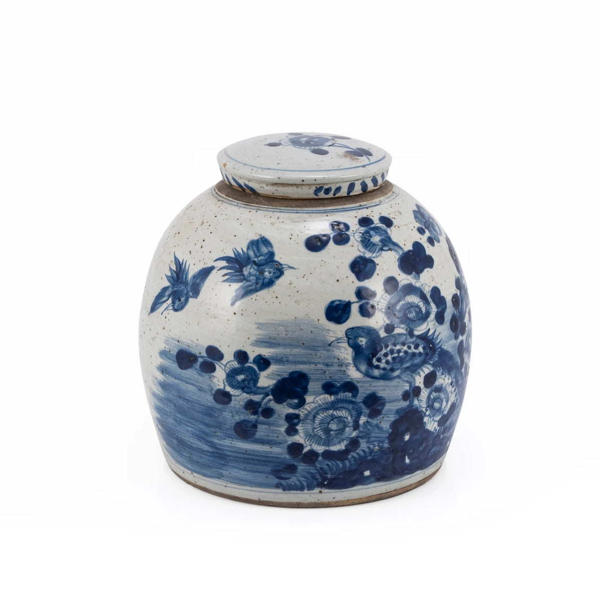 Vintage Ming Jar Flower Bird Motif