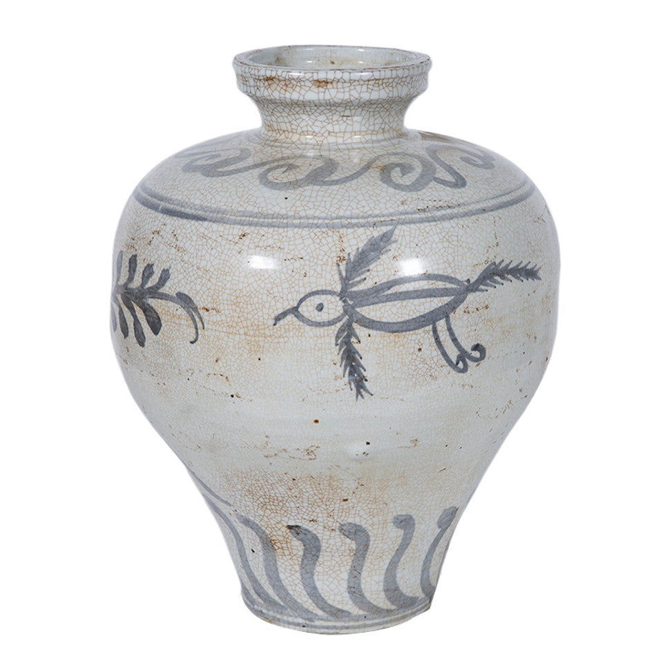 Vintage White Flying Bird Plum Vase