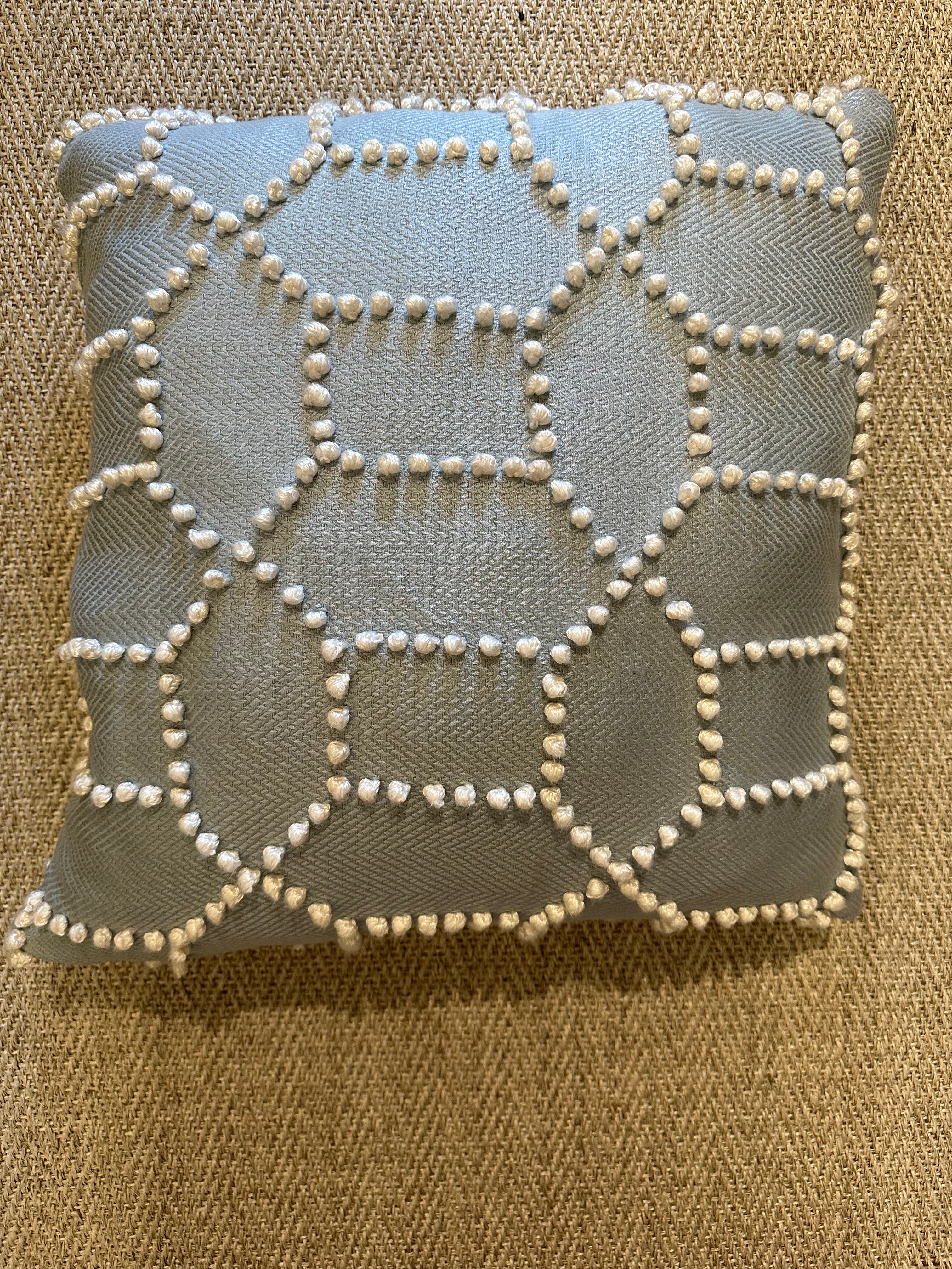 Blue with White Dot Detail Custom Pillow