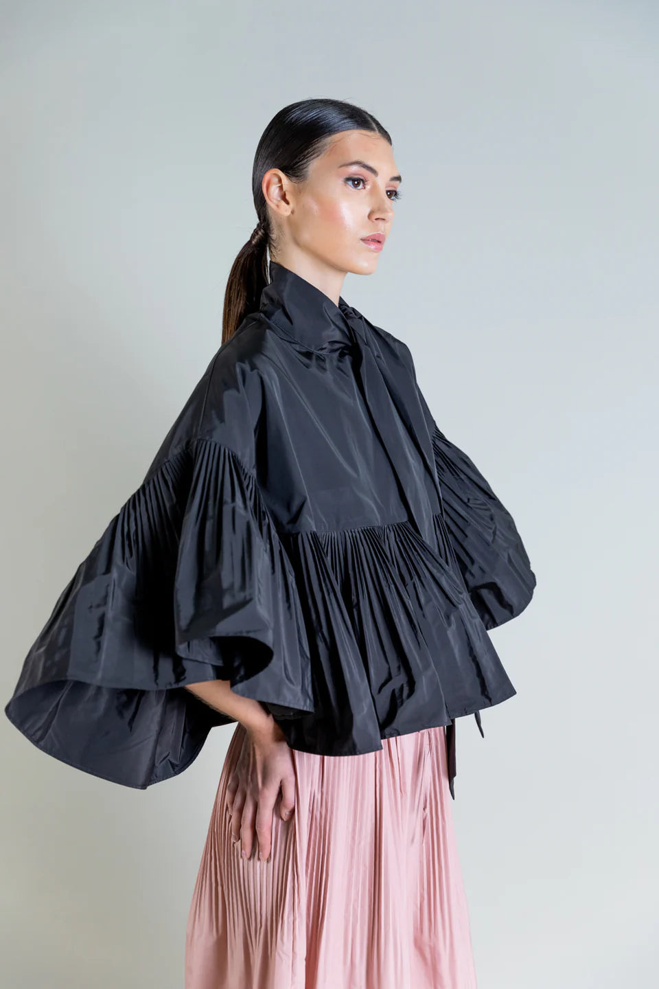 Psophia Ruffle Tie Capelet