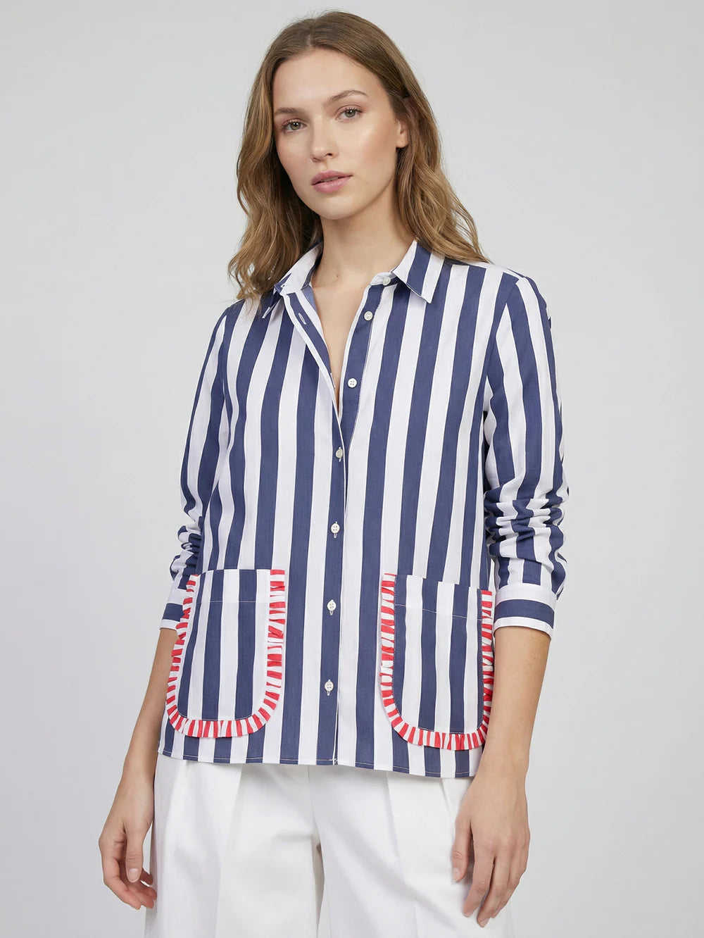 Striped Shirt with Contrast Pockets