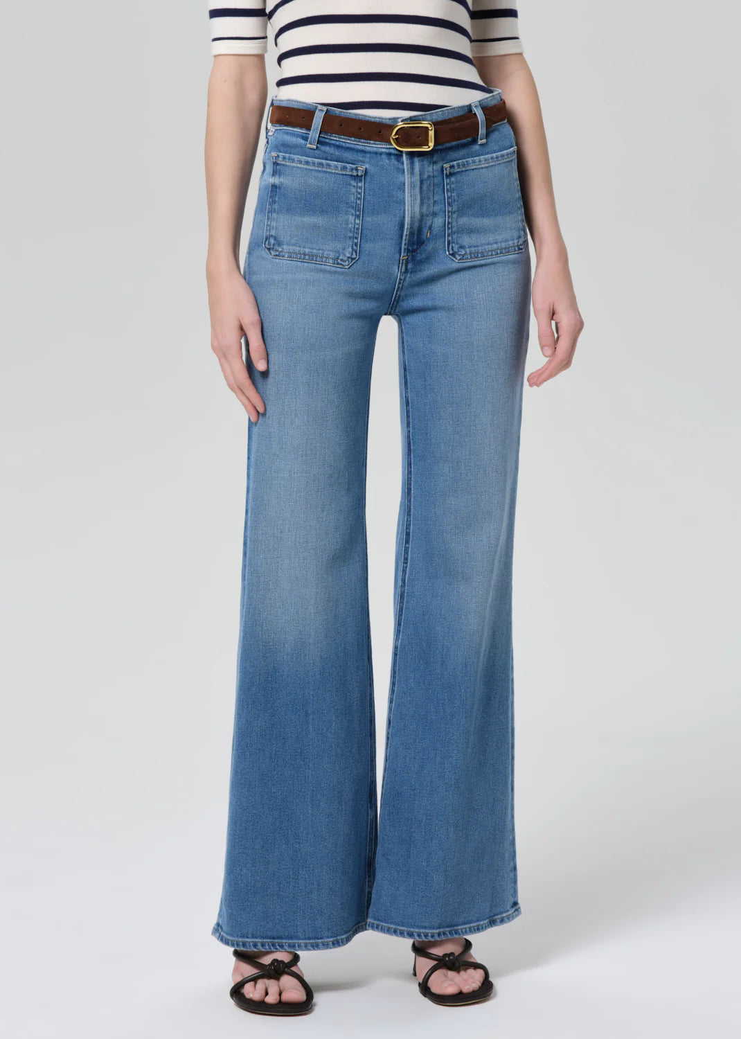 Kimberly Patch Pocket Flare Jeans in Adore