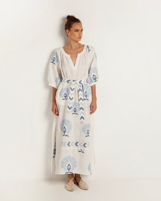 Peacock Belted Maxi Dress