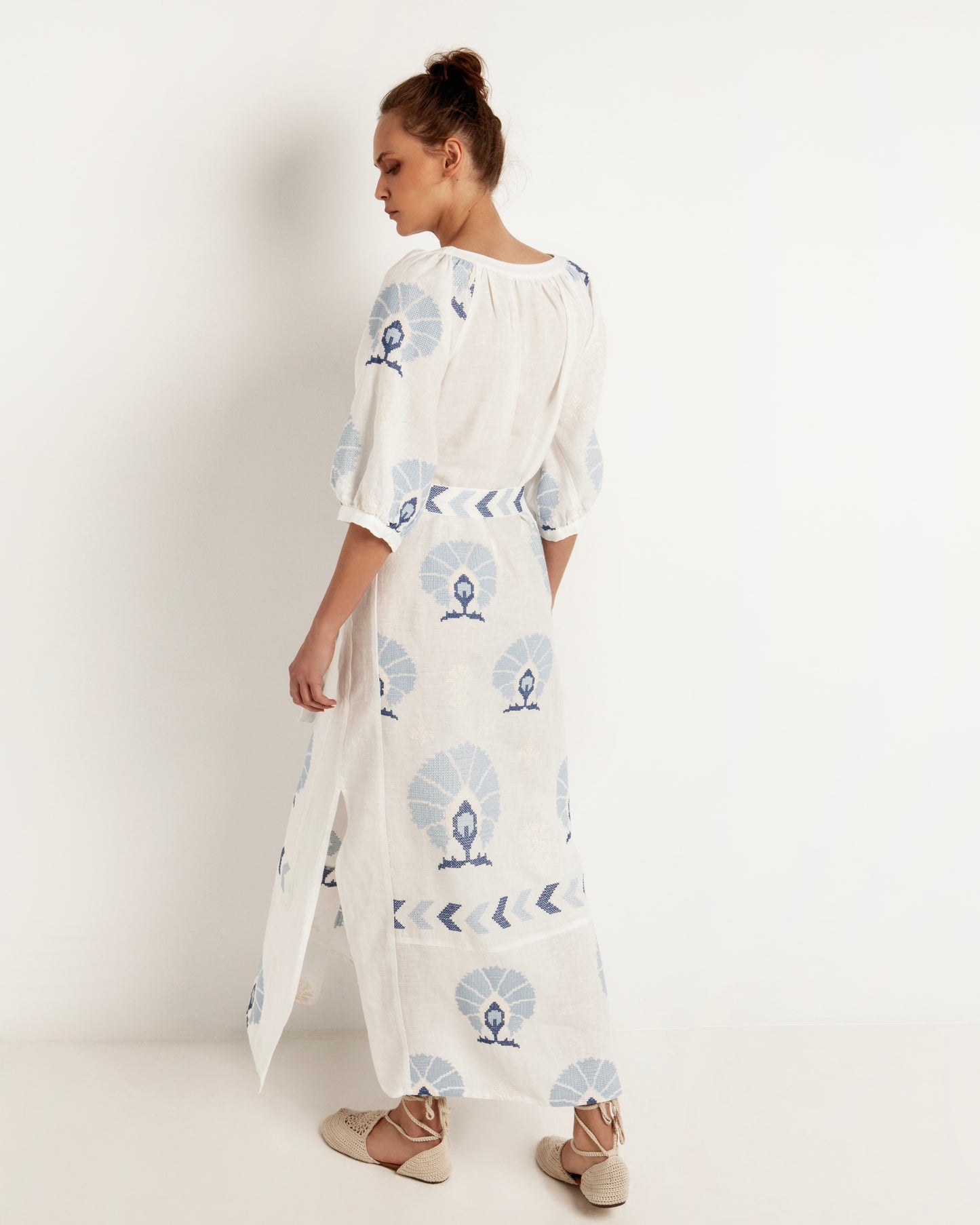 Peacock Belted Maxi Dress