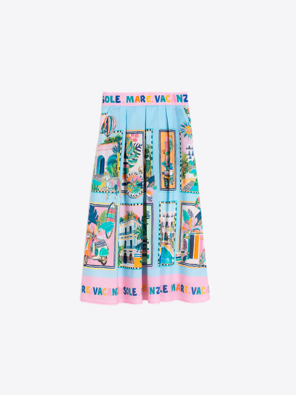 Blue Holiday Print Skirt