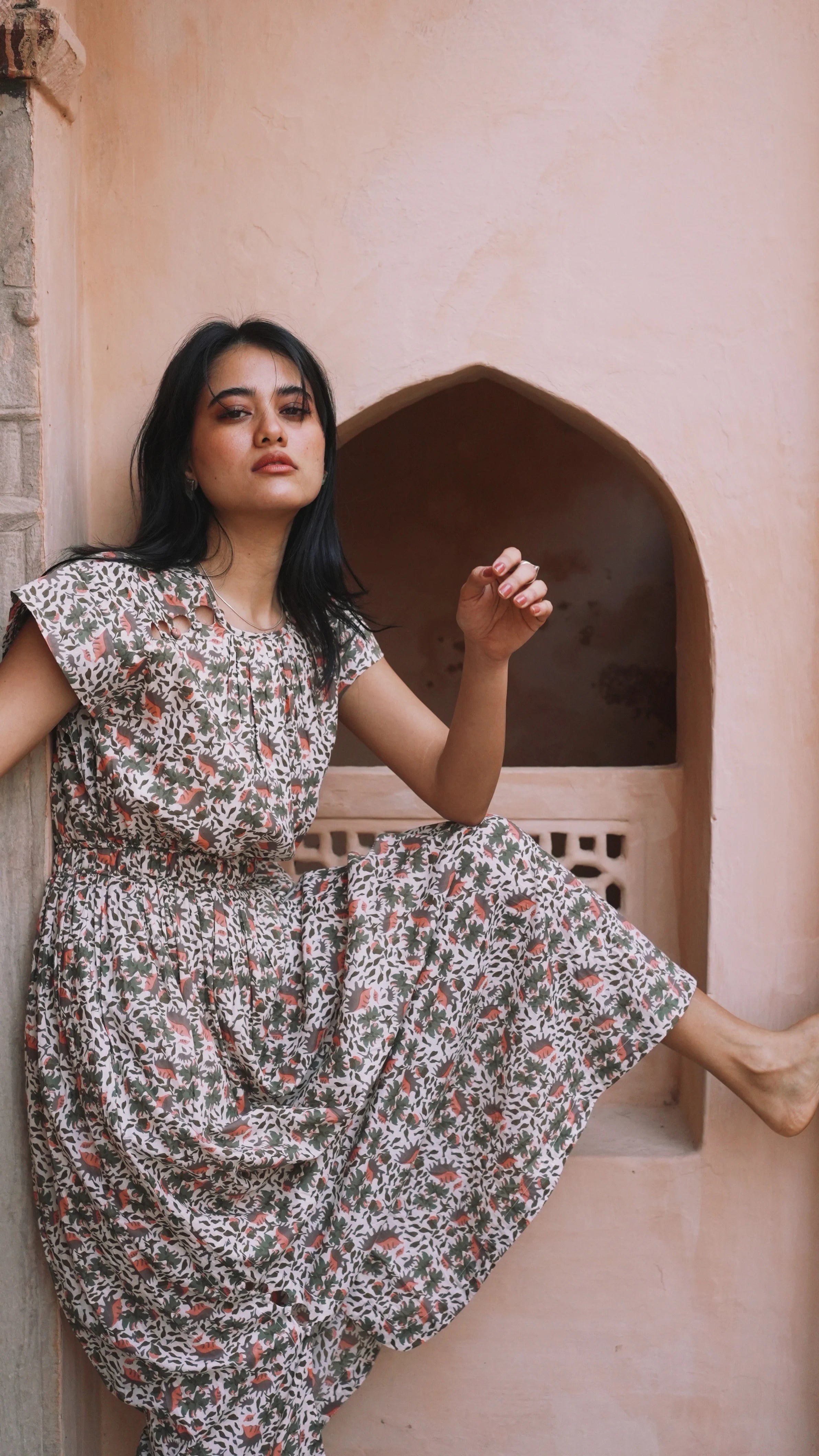 Merida Dress in Pink Cowrie