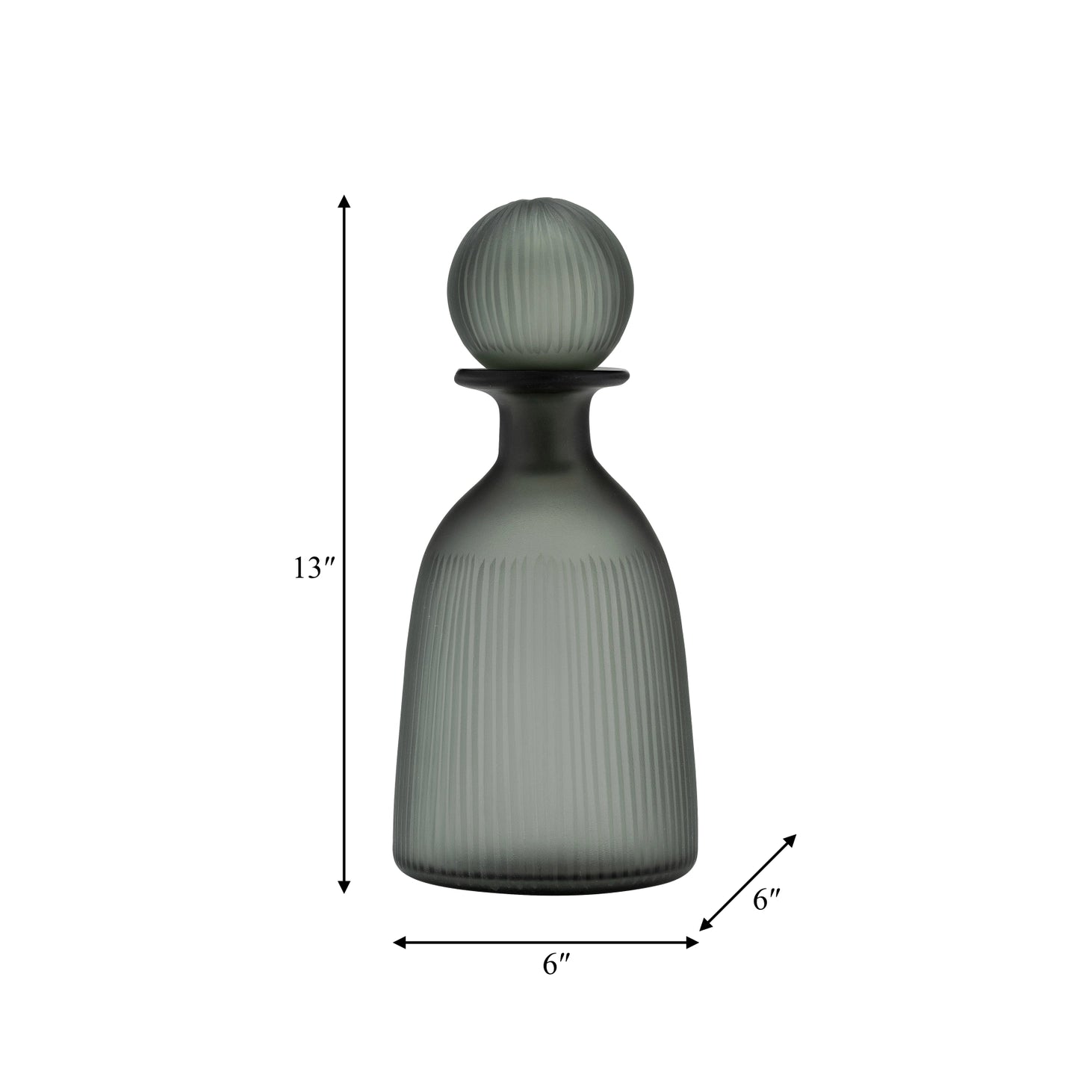 Glass Vertical Ribbed Round Lid Vase