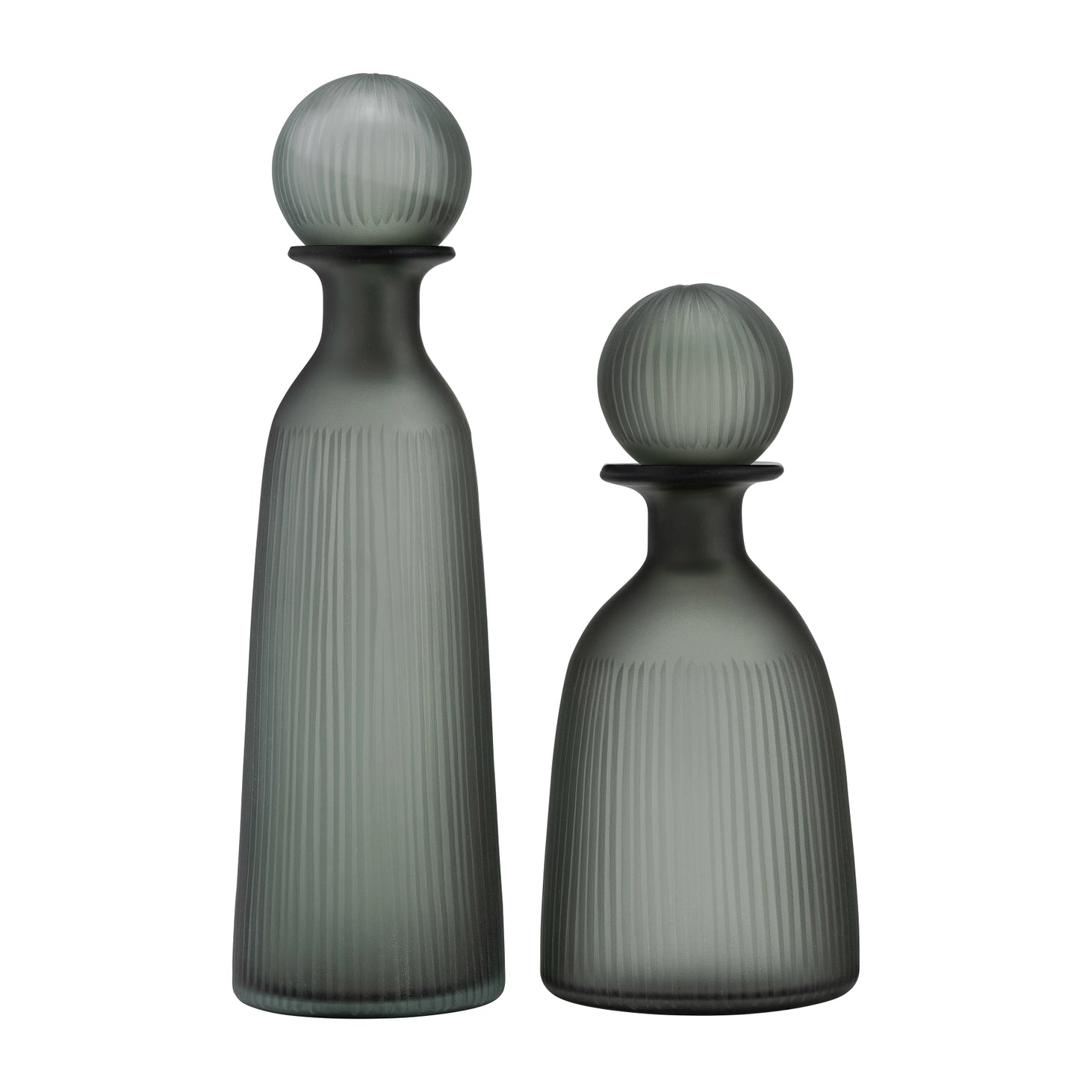 Glass Ribbed Detailing Rounded Lid Vase