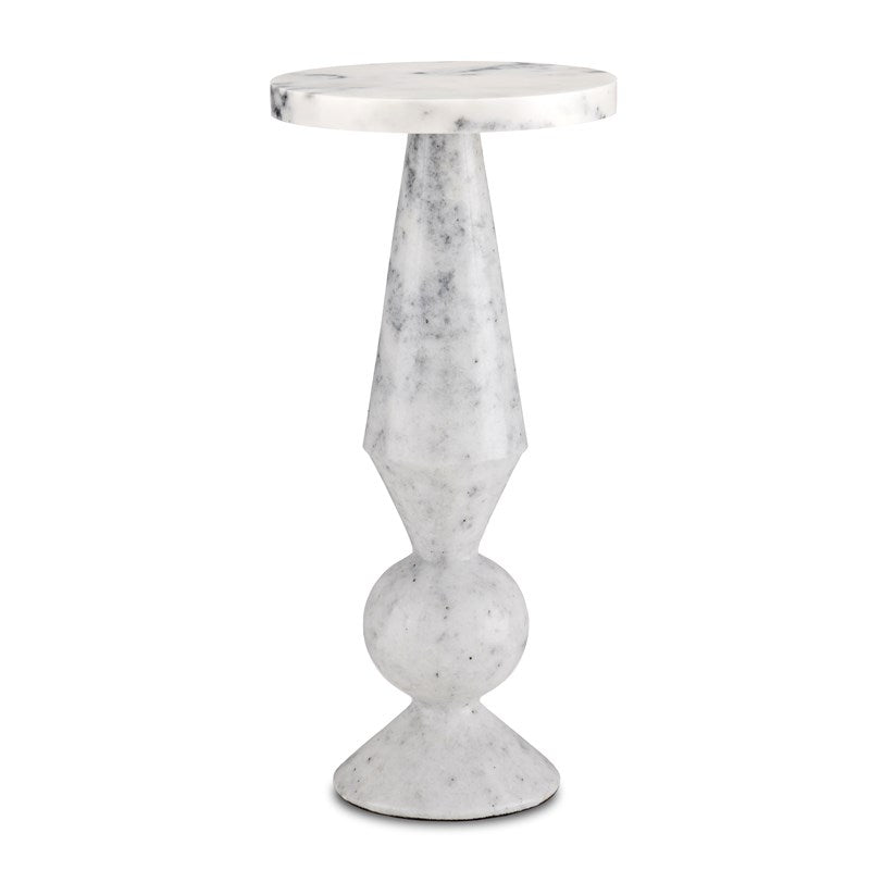 Quince White Marble Accent Table