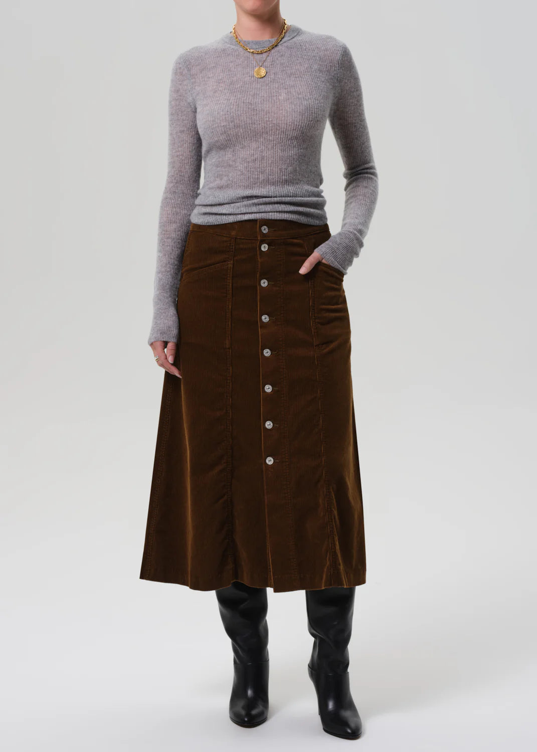 Devin A Line Corduroy Skirt