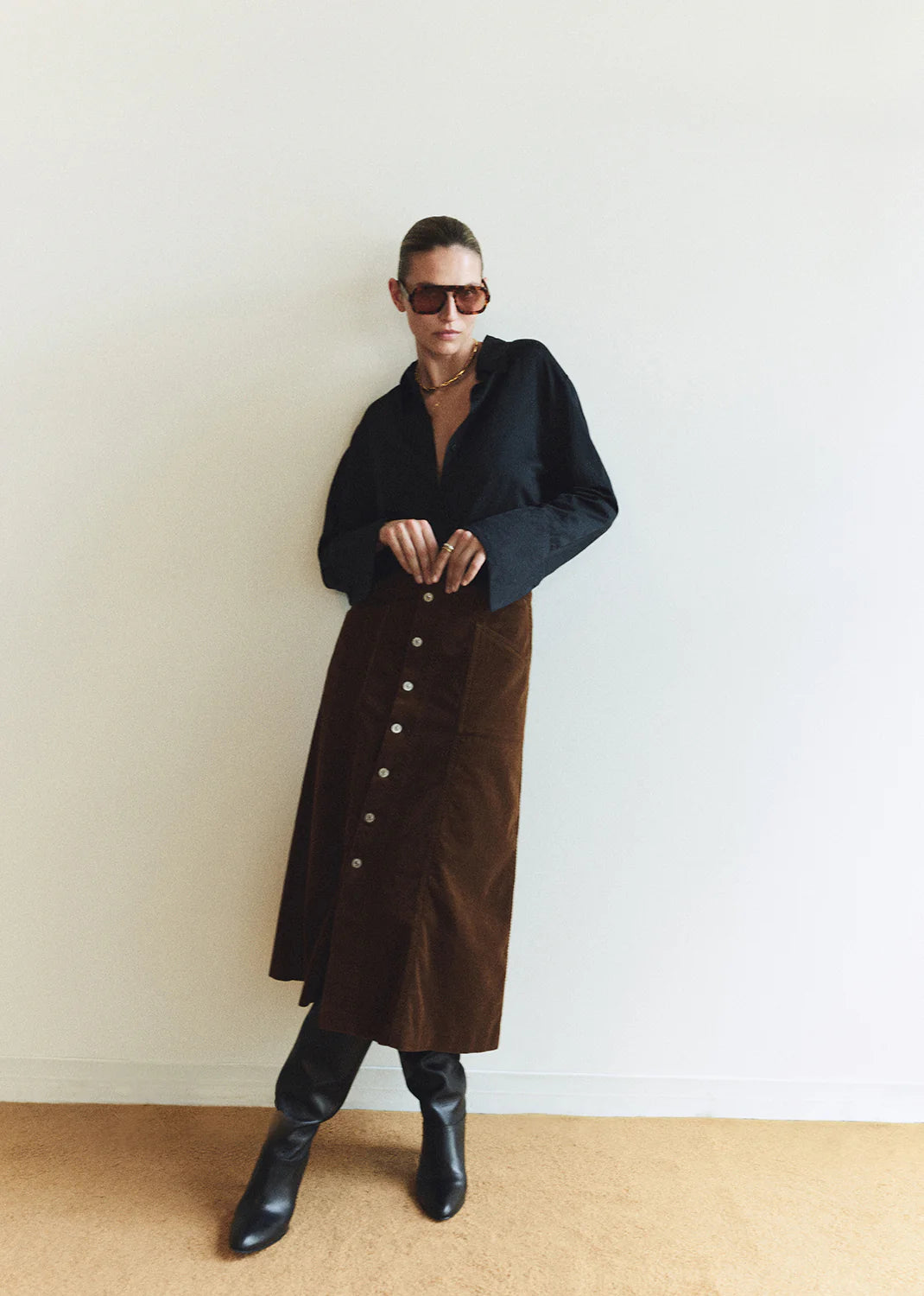 Devin A Line Corduroy Skirt
