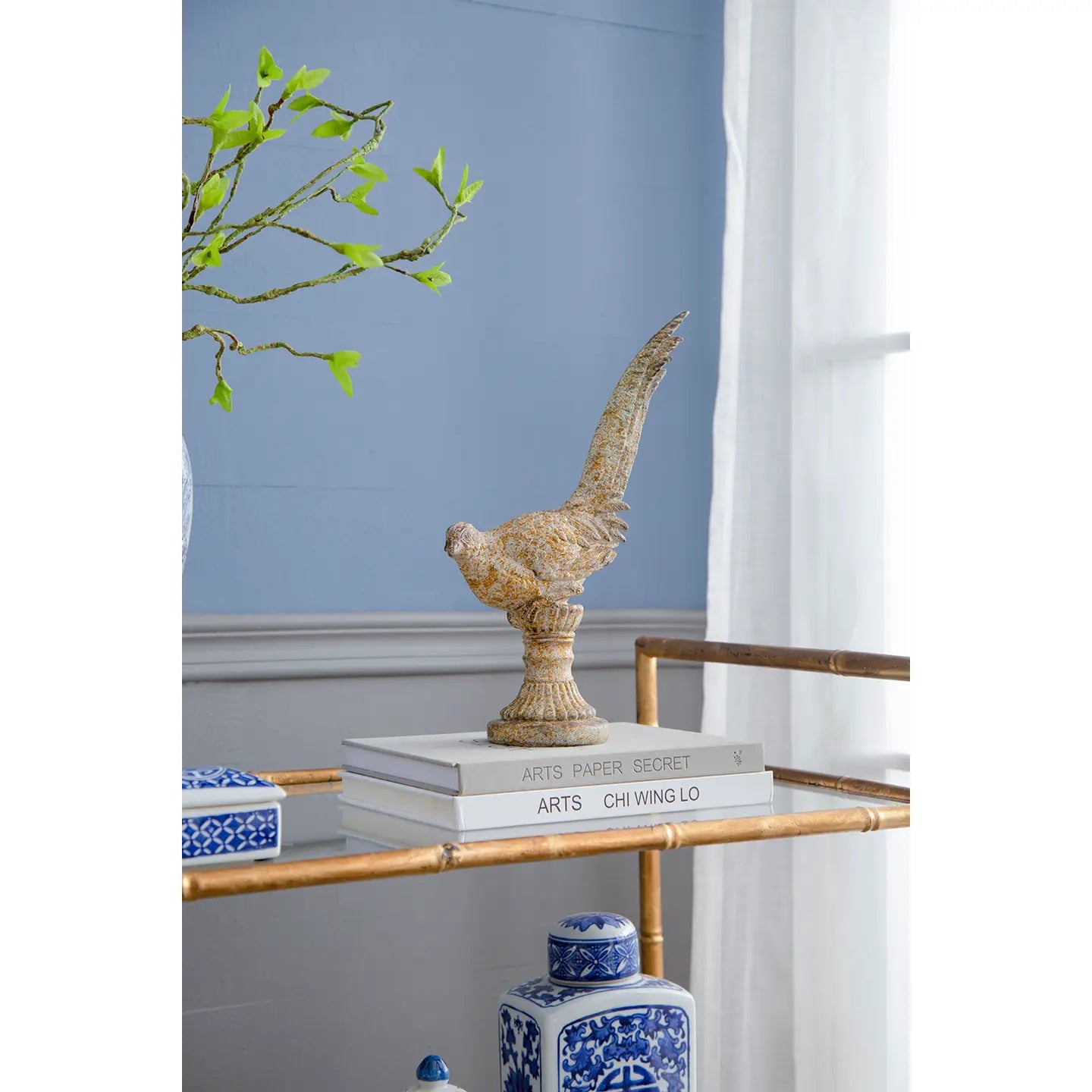 Antique White Pheasant Sculpture