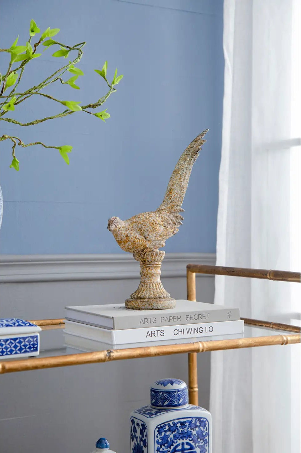 Antique White Pheasant Sculpture