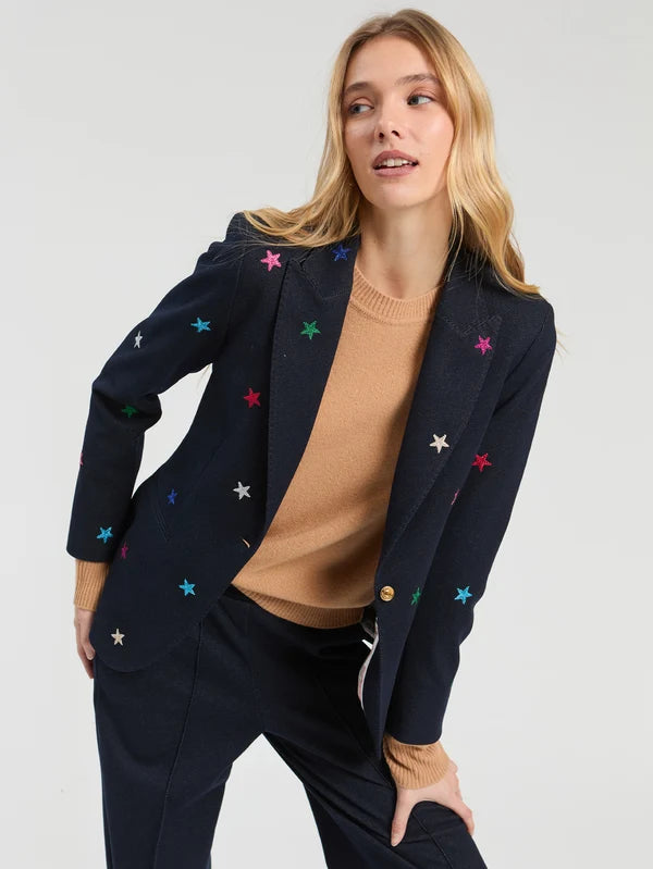 Vilagallo Navy Embroidered Stars Blazer