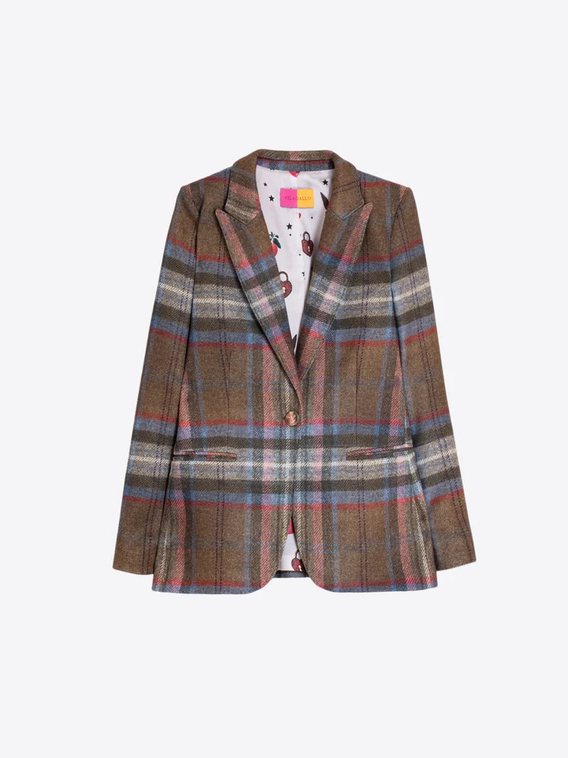 Vilagallo Brown Checked Blazer