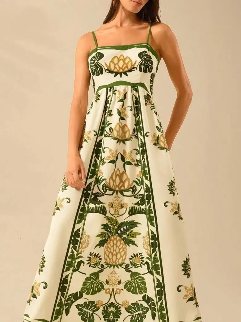 Lotus Botanical Spring Maxi Dress