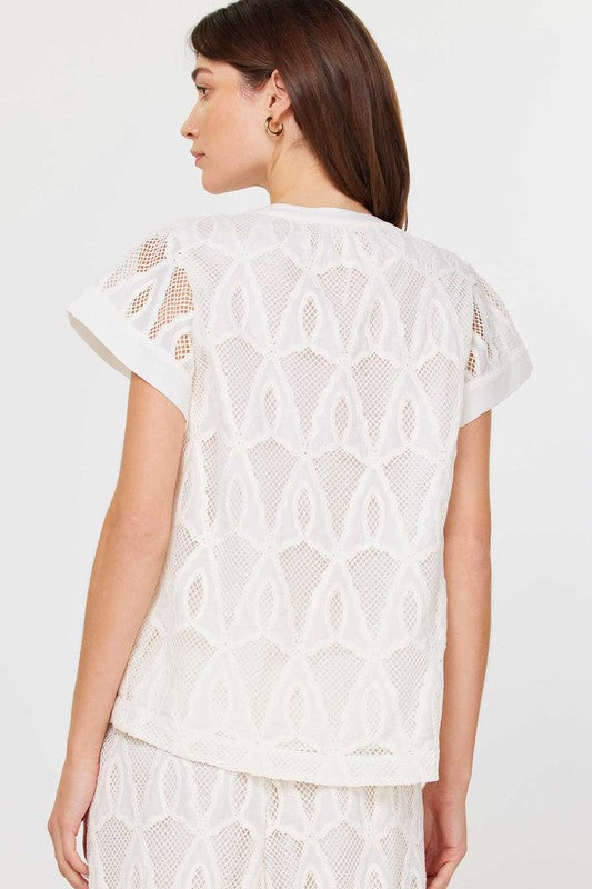 Lace Flutter Sleeve Blouse