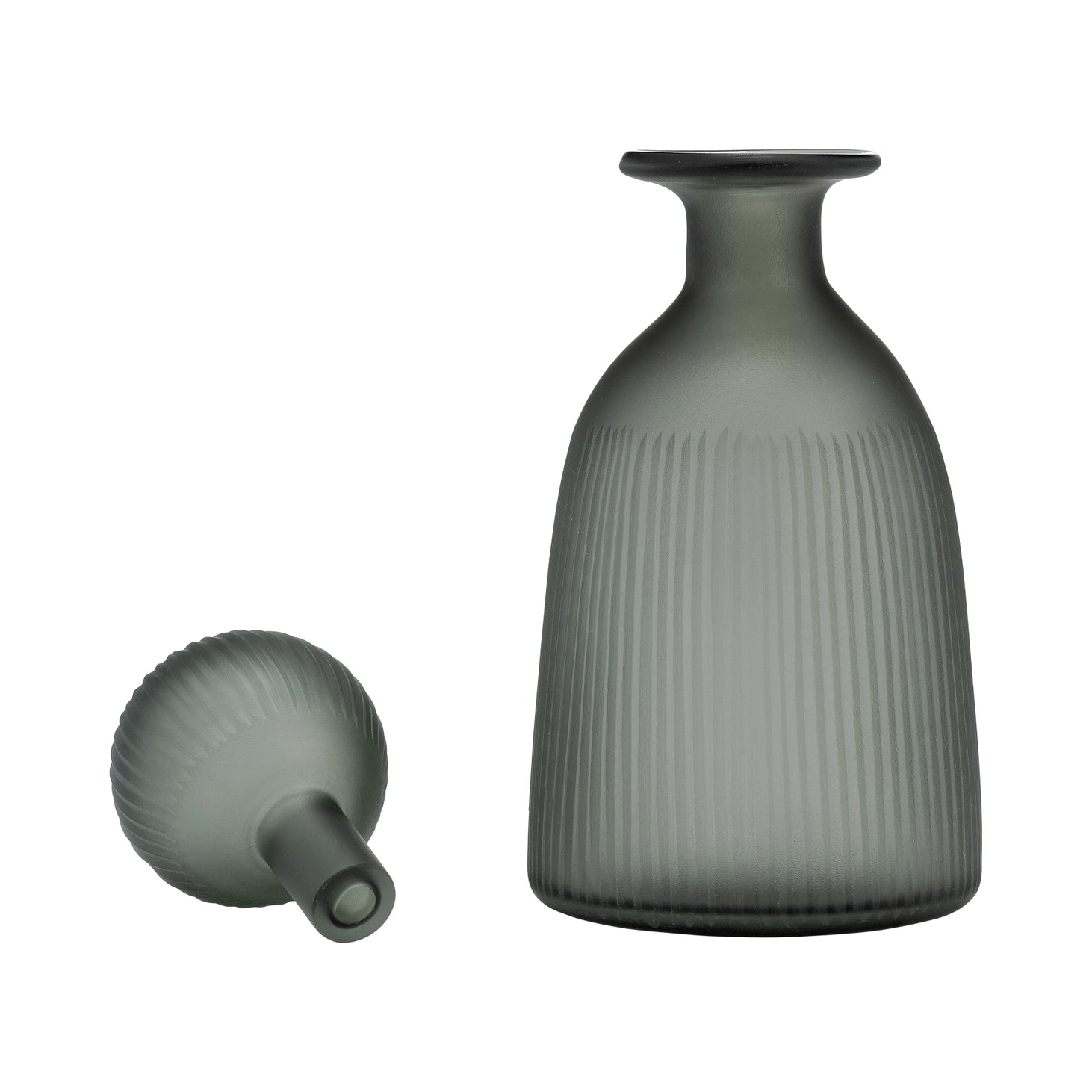 Glass Vertical Ribbed Round Lid Vase