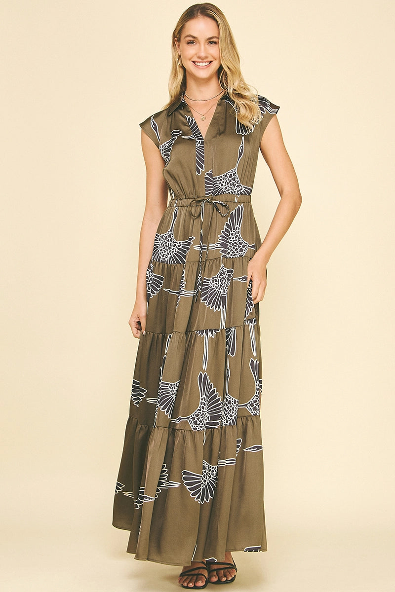 Print Tiered Maxi Dress