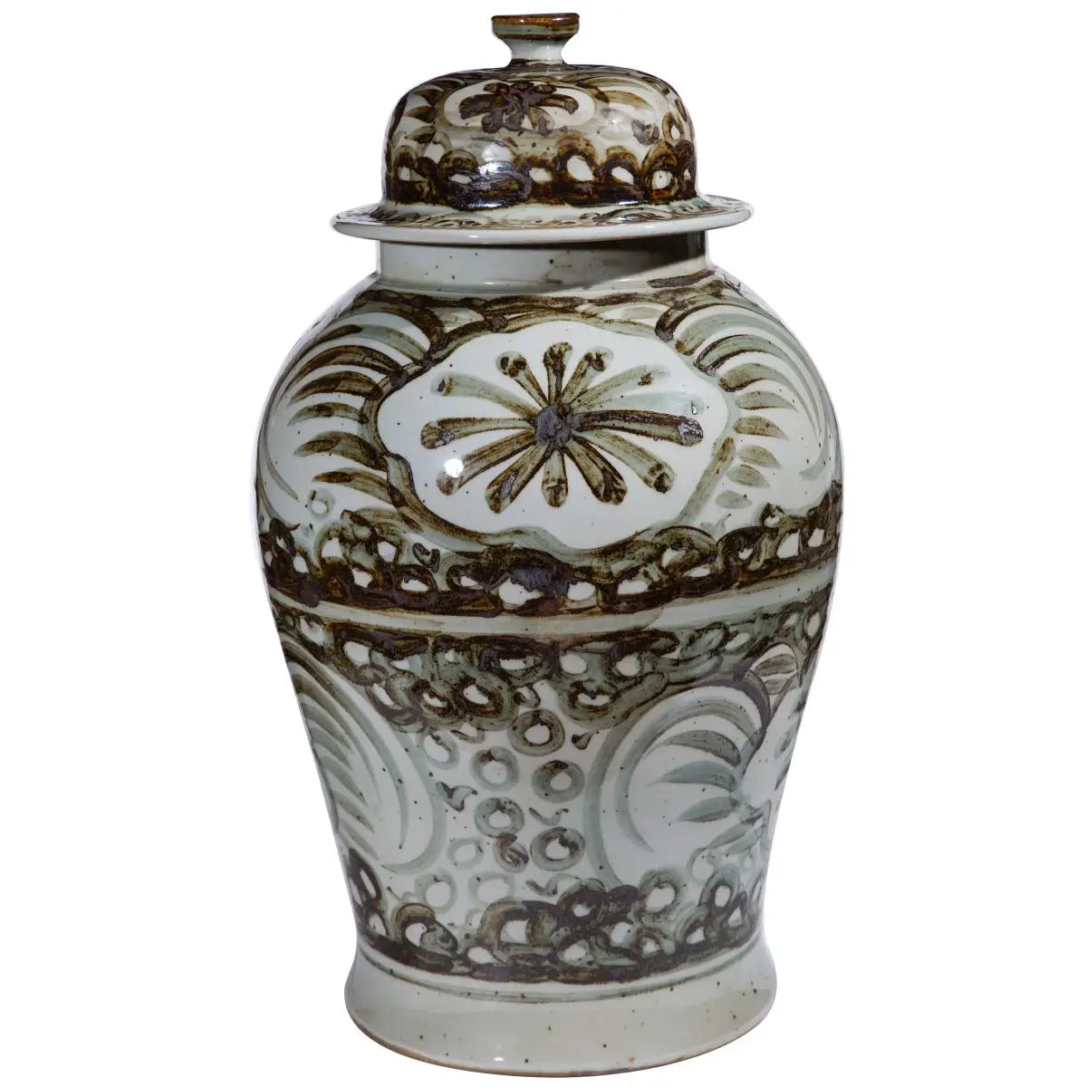 Rusty Brown Silla Flower Temple Jar