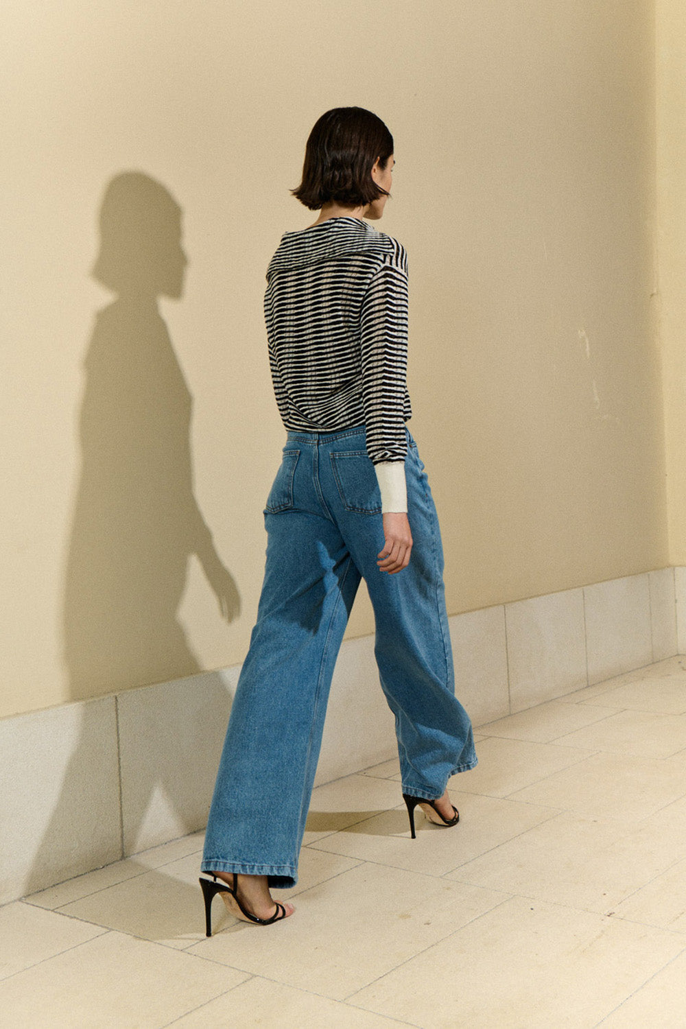 Striped Polo Collar Sweater