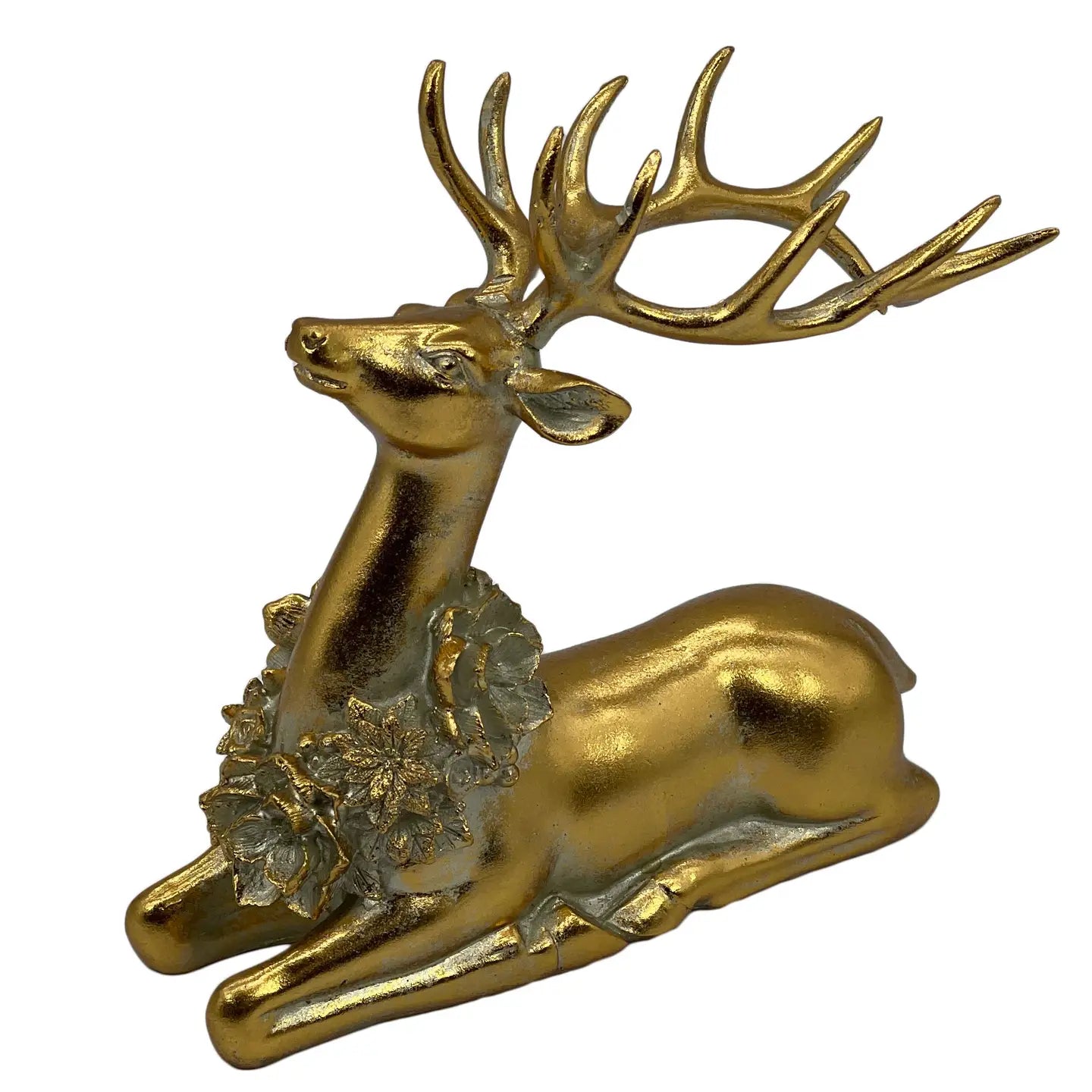 Gold Resin Sitting Reindeer