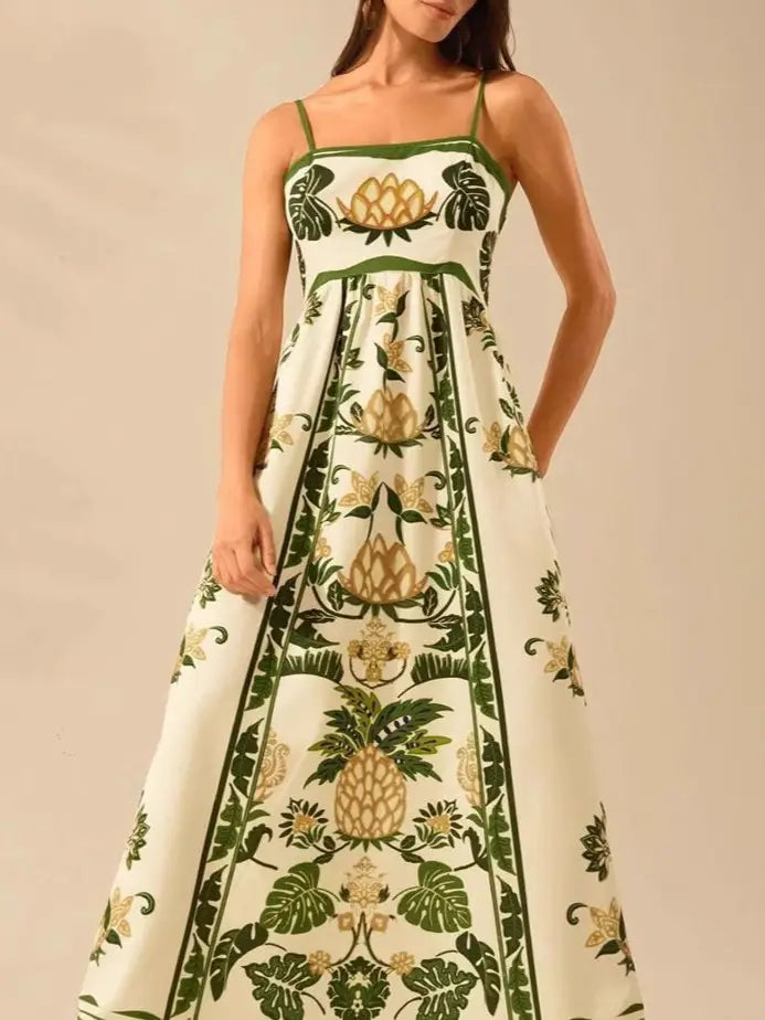 Lotus Botanical Spring Maxi Dress