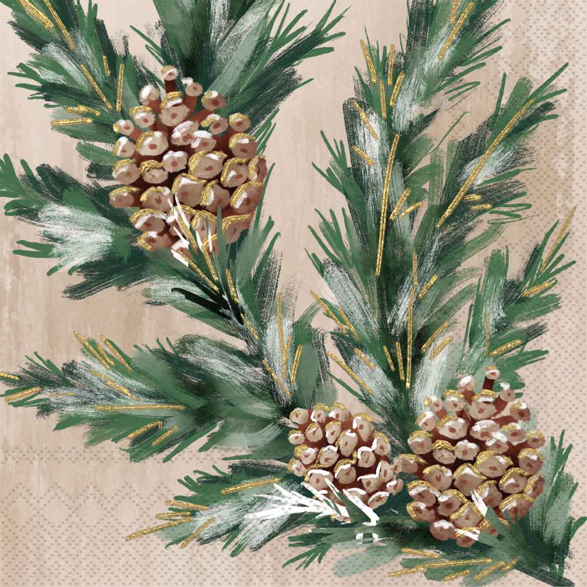 Gilded Swag Cream Christmas Cocktail Napkins