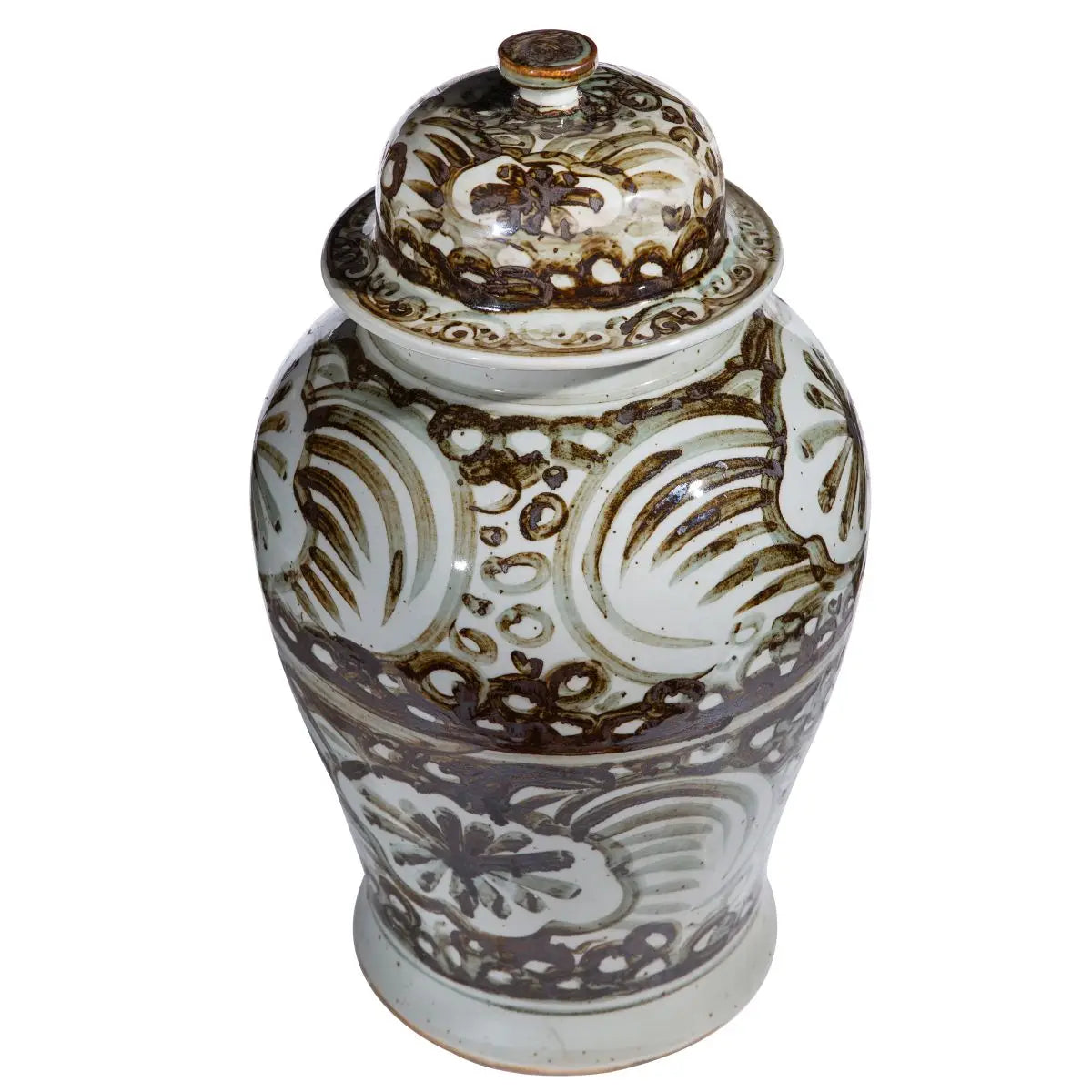 Rusty Brown Silla Flower Temple Jar