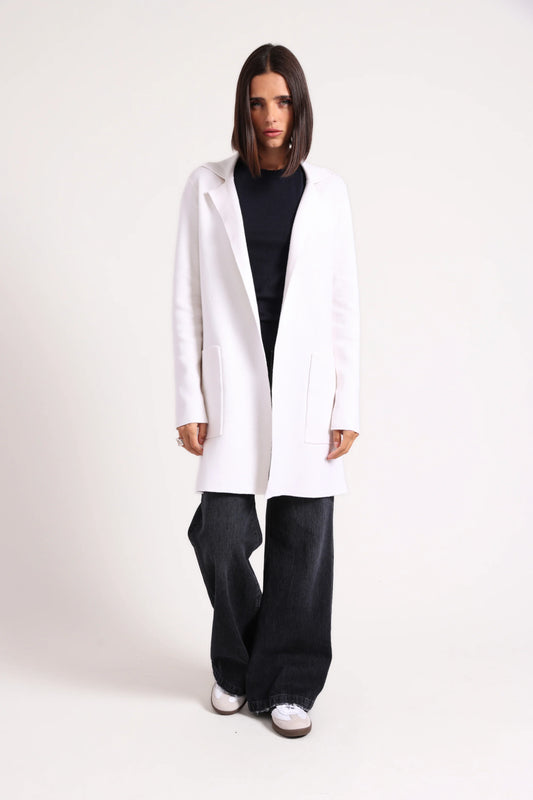 Cotton Cashmere Solid Double Face Notch Collar Coat