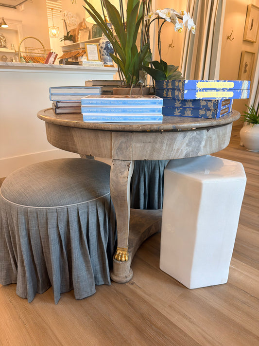 Round French Table with Marble Top