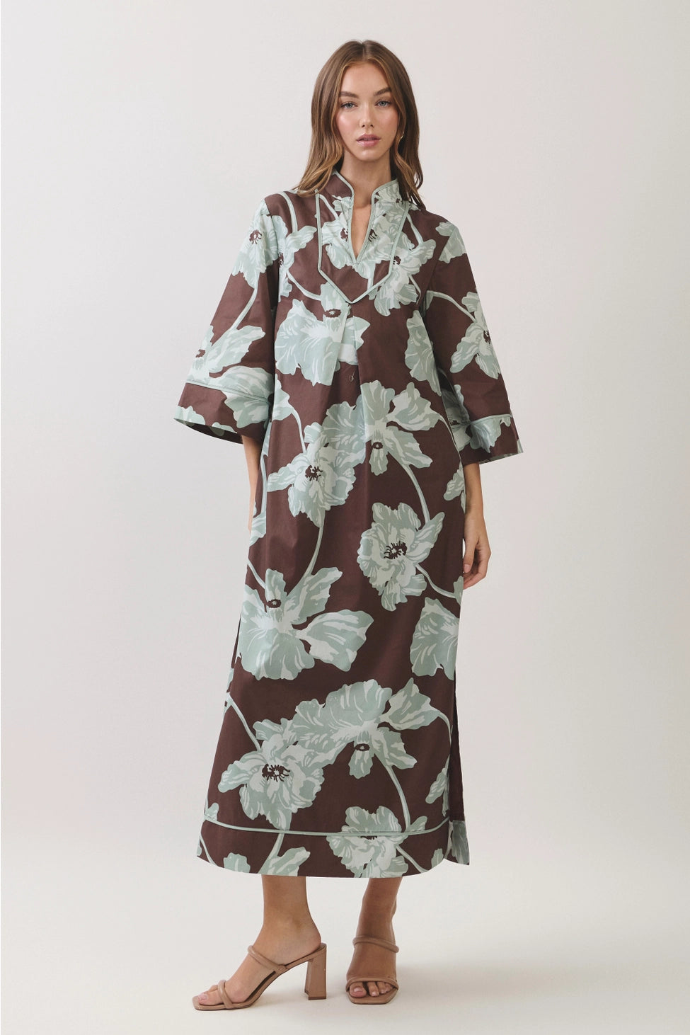 Floral Print Caftan Maxi Dress