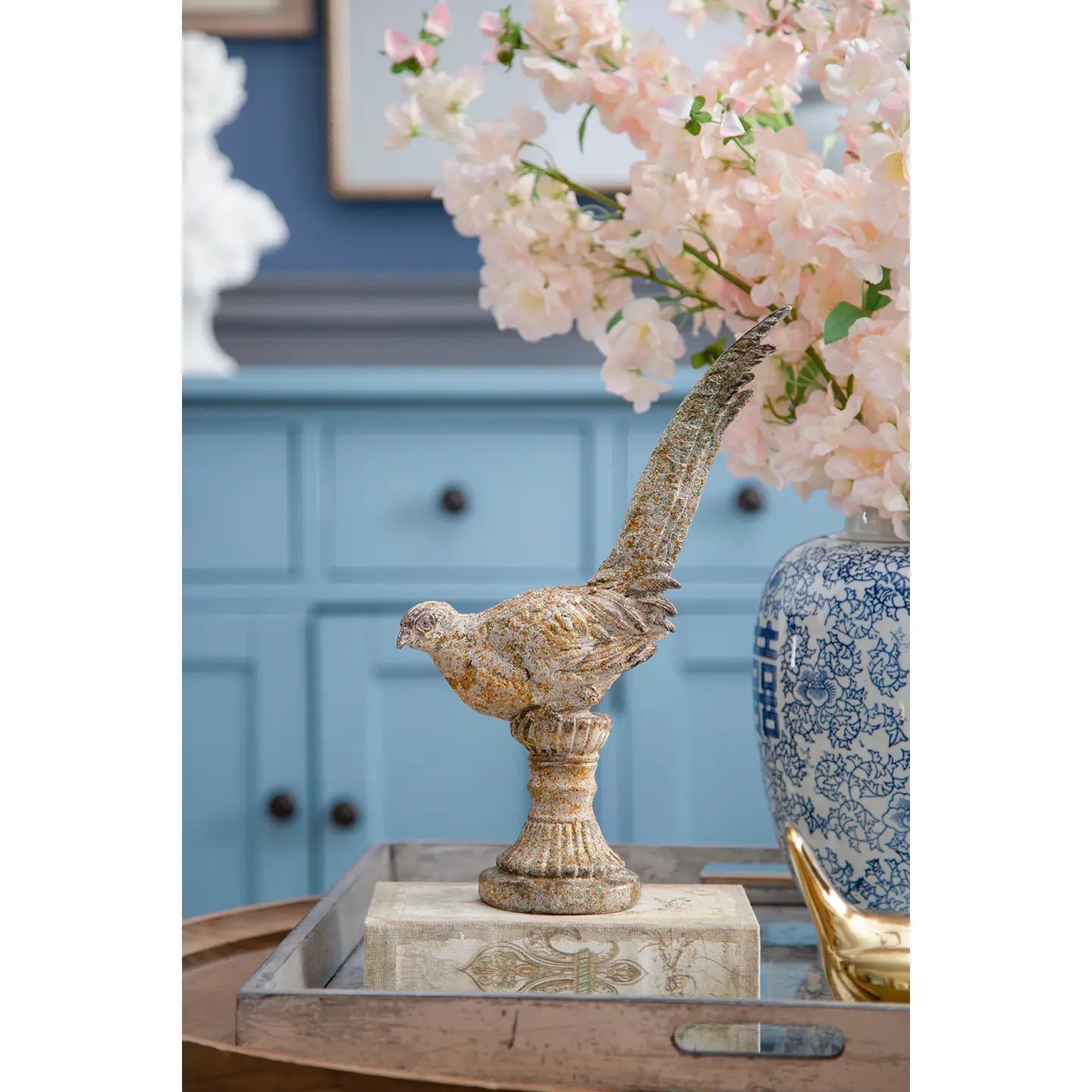 Antique White Pheasant Sculpture