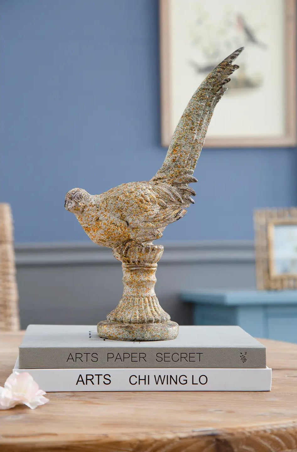 Antique White Pheasant Sculpture
