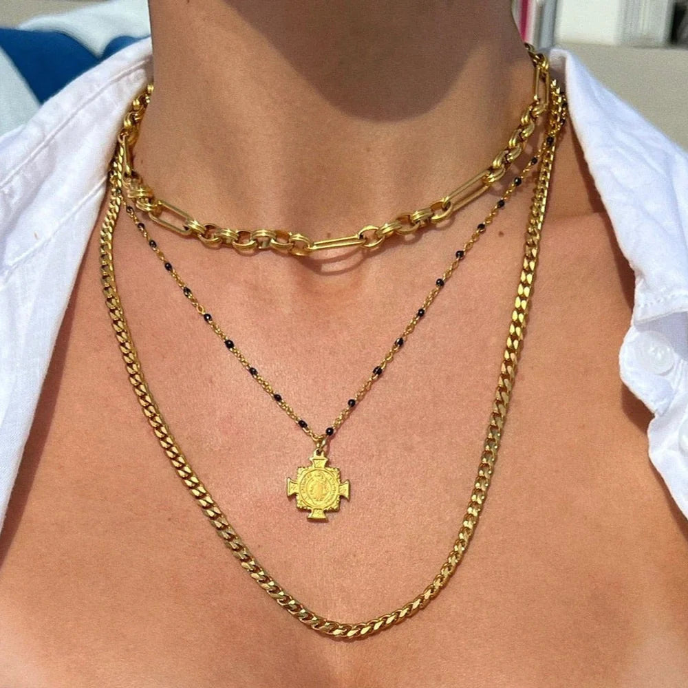 Zayla Cross Pendant Enamel Necklace