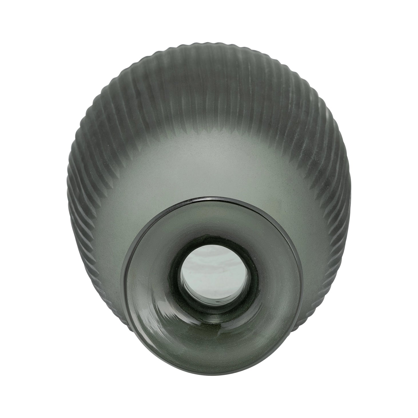 Glass Vertical Ribbed Round Lid Vase