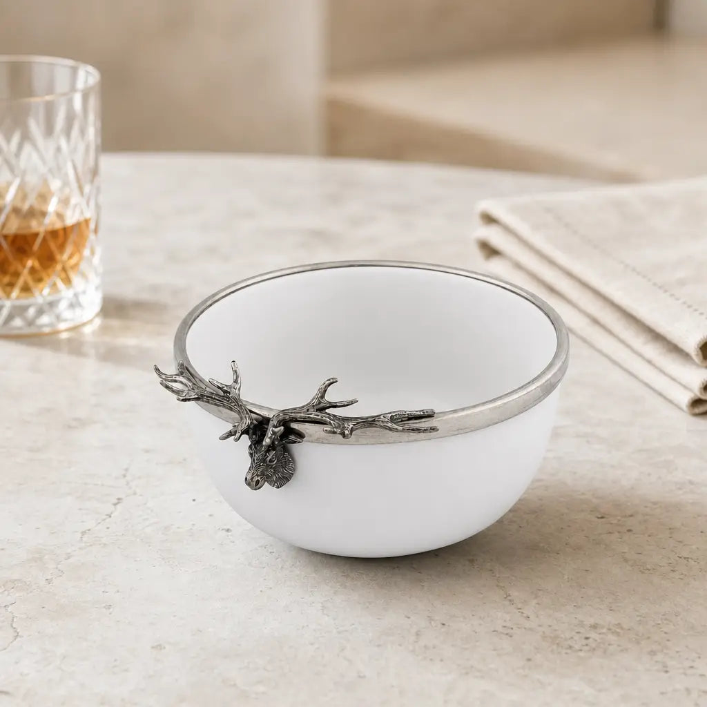 Elk Head Stoneware Bowl
