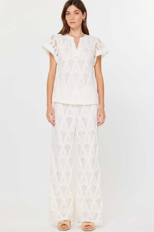 Lace Flutter Sleeve Blouse