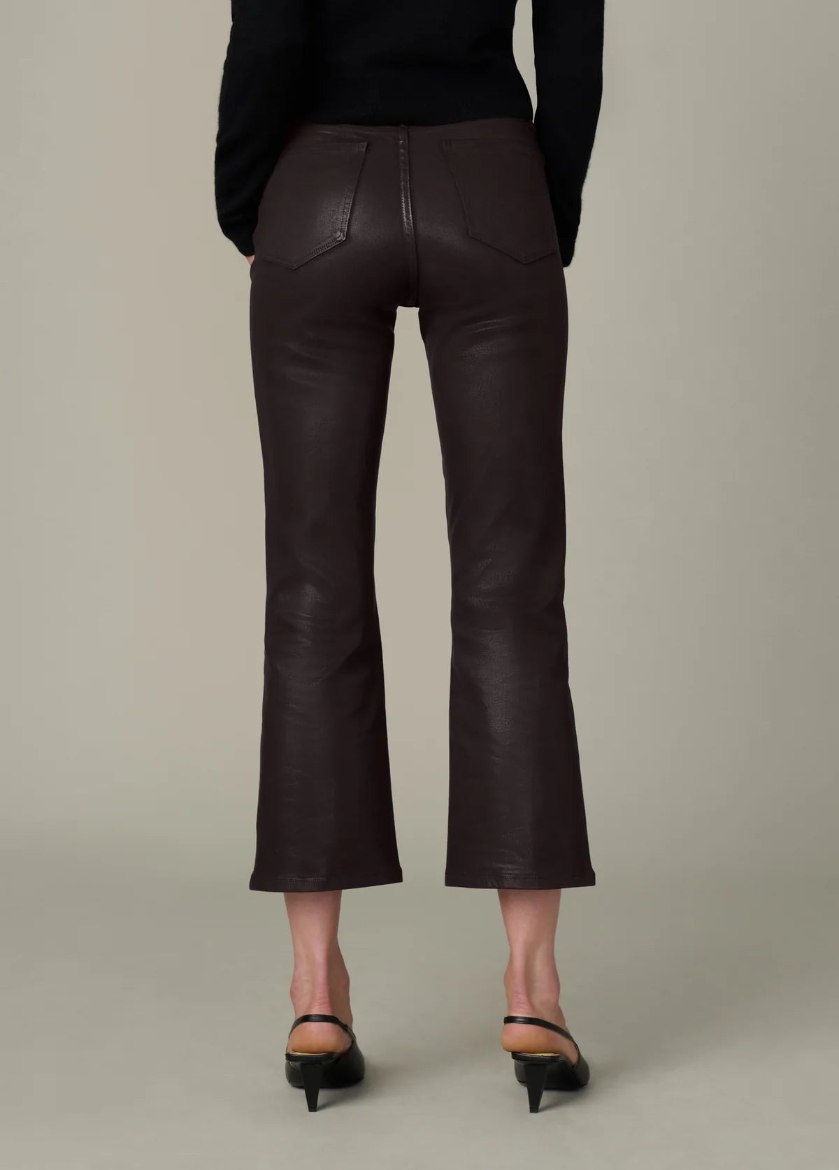 The Callie Cropped Bootcut in Coated Dark Chocolate