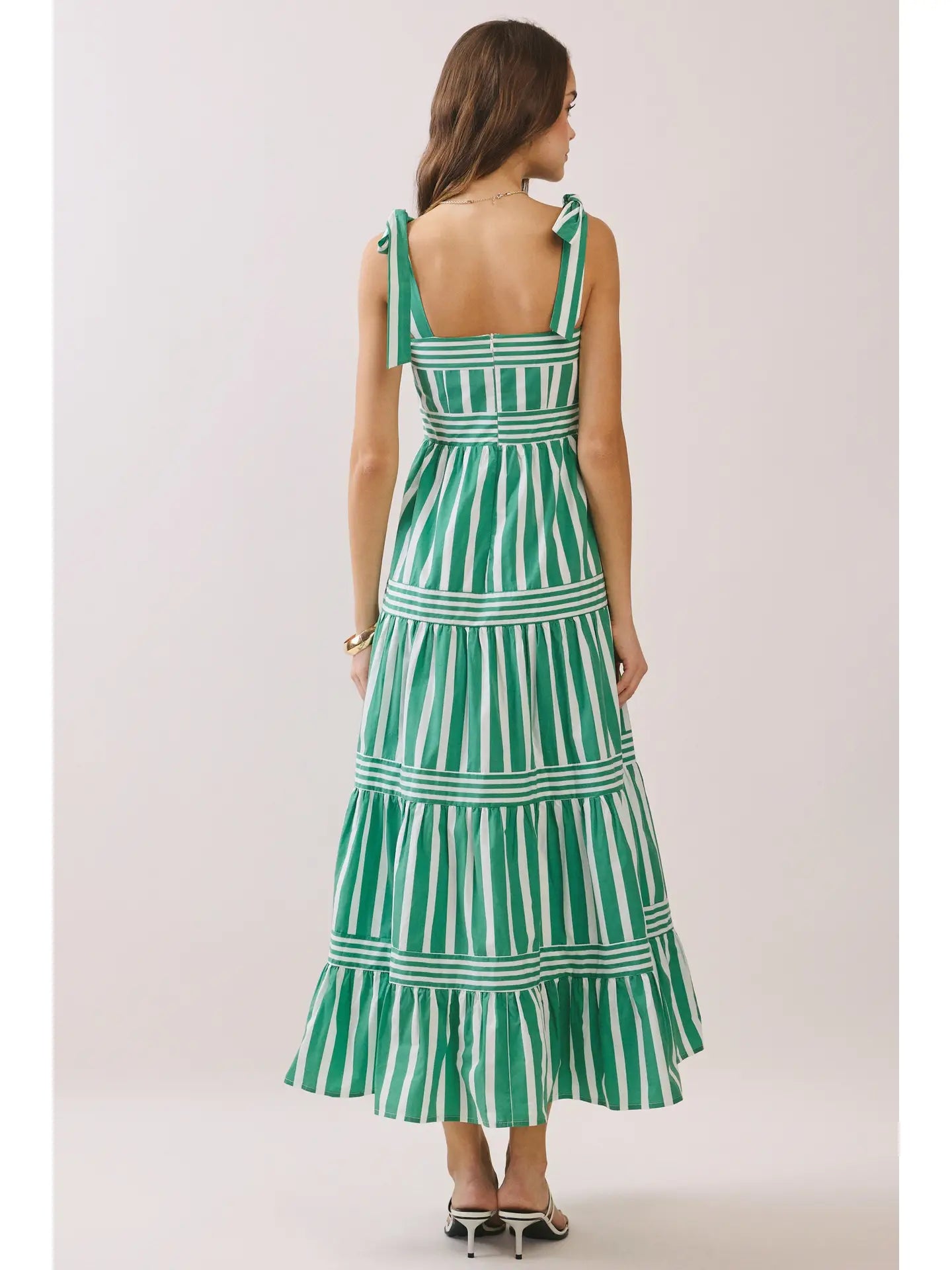 Striped Tie Shoulder Maxi Dress