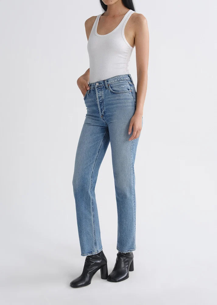 90's Pinch Waist High Rise Straight Long in Renew