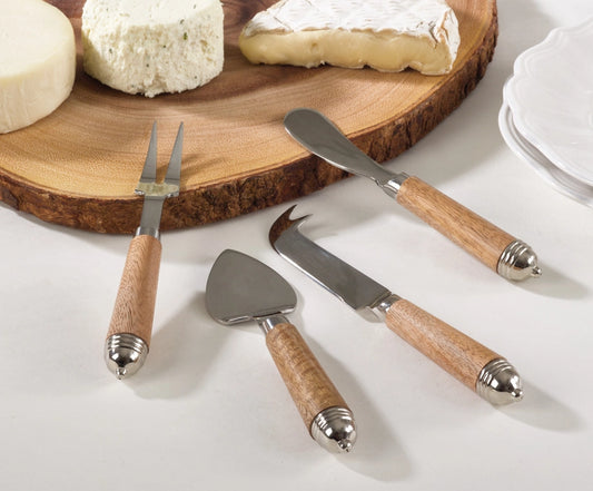 Bark Wood Cheese Knives, Set of 4